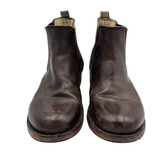 Mexico Dark Brown Leather Round Toe Pull On Chelsea Western Ankle Boots - Picture 3 of 10